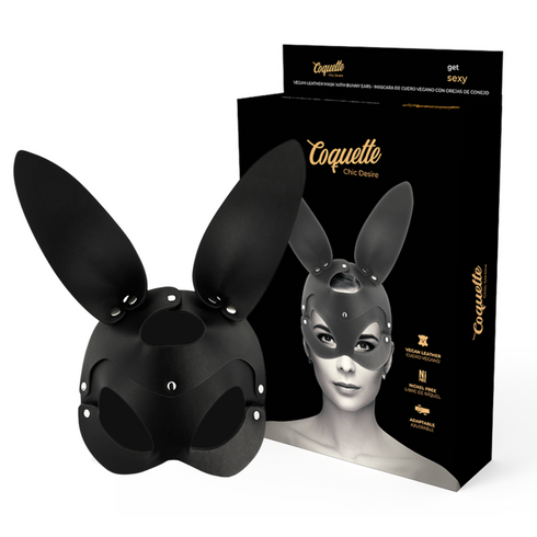 Coquette Chic Desire - Vegan Leather Mask With Bunny Ears