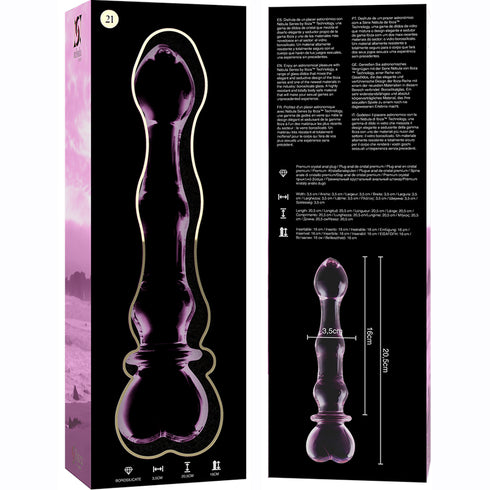 Nebula-serien från Ibiza - MODel 21 Dildo i borosilikatglas rosa 20,5 cm -o- 3,5 cm