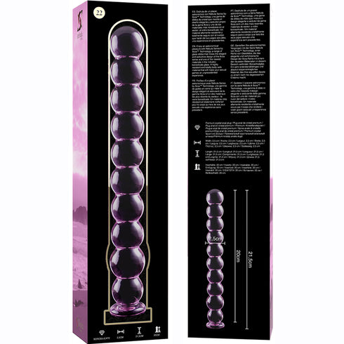 Nebula-serien från Ibiza - MODel 22 Dildo i borosilikatglas rosa 21,5 cm -o- 2,5 cm