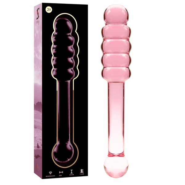 Nebula-serien från Ibiza - MODel 20 Dildo Borosilikatglas Rosa 20,5 cm -o- 3 cm