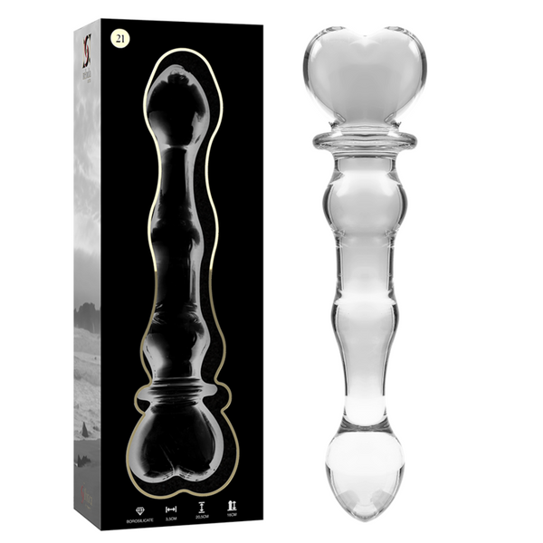 Nebula-serien från Ibiza - MODel 21 Dildo i borosilikatglas, klar 20,5 cm -o- 3,5 cm