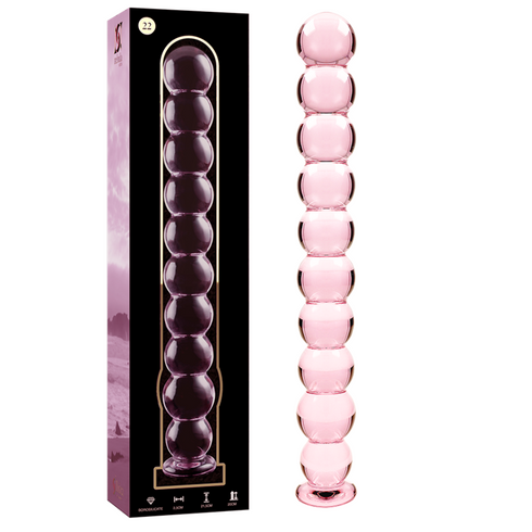 Nebula-serien från Ibiza - MODel 22 Dildo i borosilikatglas rosa 21,5 cm -o- 2,5 cm