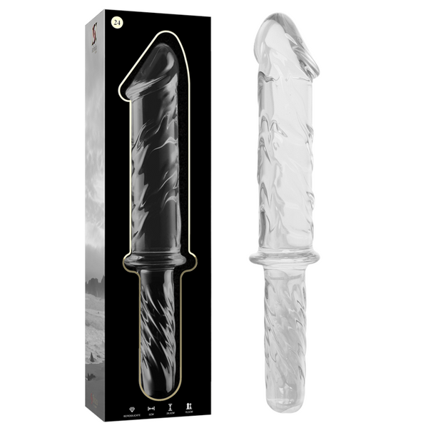 Nebula-serien från Ibiza - MODel 24 Dildo Borosilikatglas Klar 28,5 cm -o- 5 cm