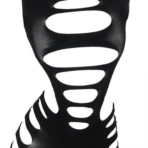 Subblime - 952266 Long Sleeve Elastic Fishnet Dress Black One Size