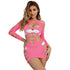 Subblime - 952273 Long Sleeve Elastic Fishnet Dress Pink One Size