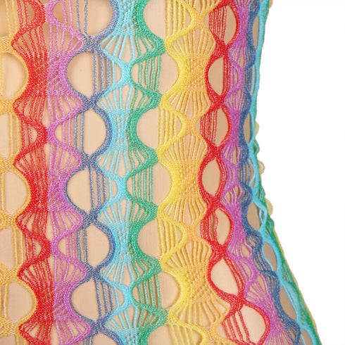 Subblime - 952365 Rainbow Bare Shoulder Fishnet Dress One Size