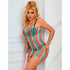 Subblime - 952457 Rainbow Off Shoulder Sleeveless Fishnet Dress One Size