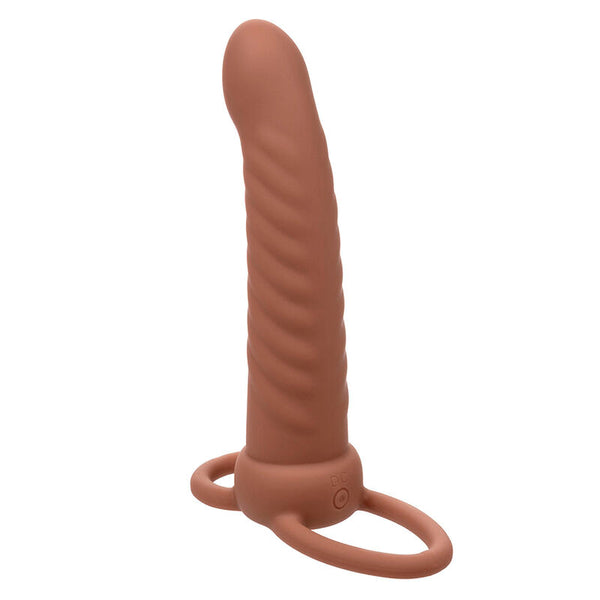 Calexotics - Maxx ribbet dobbel penetrator 10 vibrasjoner Brun