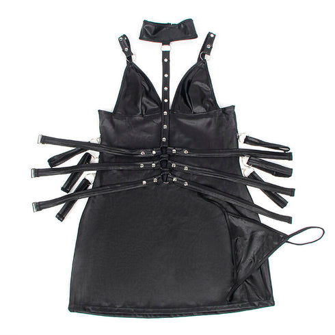 SubbliMe - 954406 Leather Bondage DreSs Black s/m
