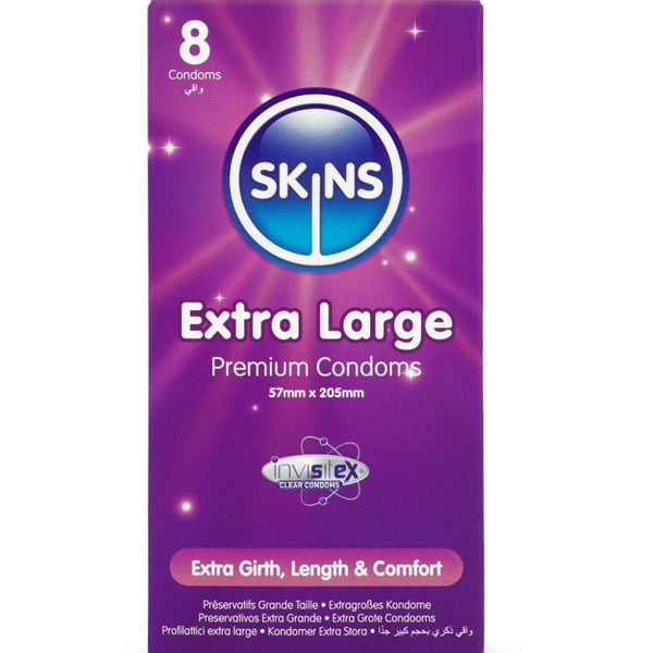 Skins - Extra stora premiumkondomer, 8-pack