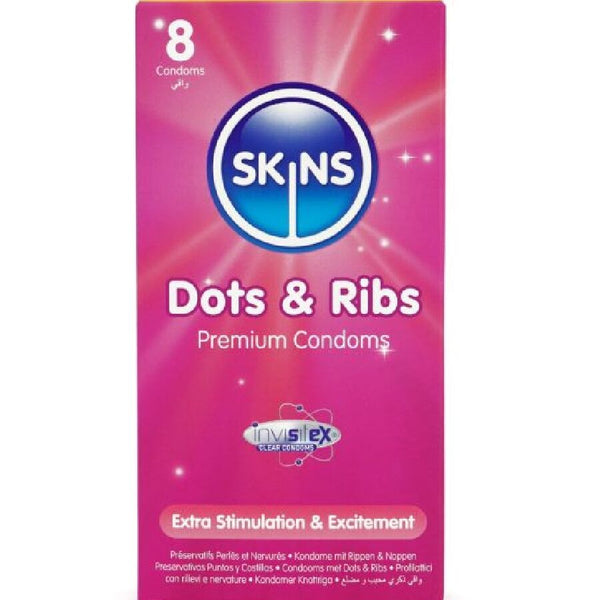 Skins - Dots & Ribs Premium Kondomer Pack 8