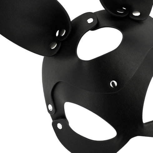 Coquette Chic Desire - Vegan Leather Mask With Bunny Ears
