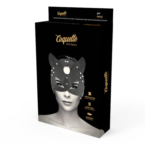Coquette Chic Desire - Vegan Leather Mask With Bunny Ears